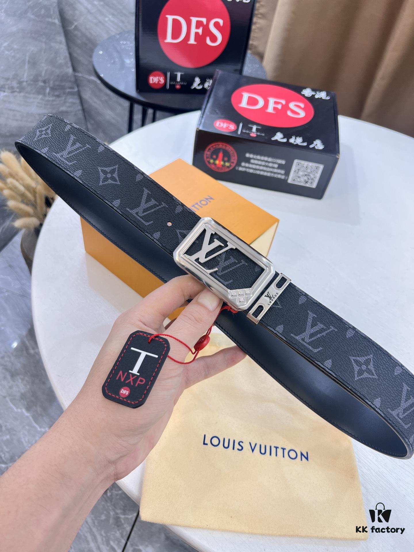 6932030e3a89a121ed550f82 LV Men's Belt, New Arrival Monogram PVC Imported Fabric, Genuine Cowhide with Diamond-Paved Box Letter Hardware