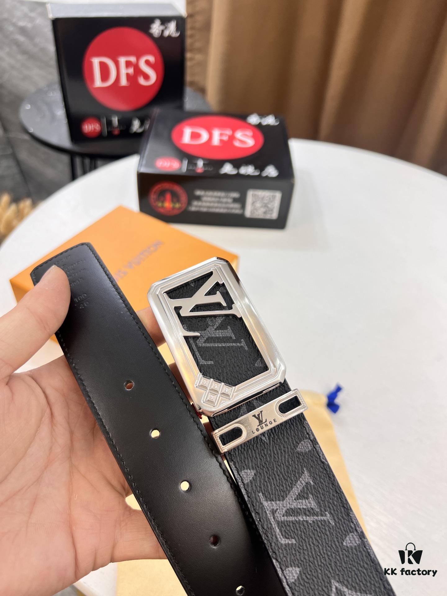 6932030e3a89a121ed550f84 LV Men's Belt, New Arrival Monogram PVC Imported Fabric, Genuine Cowhide with Diamond-Paved Box Letter Hardware