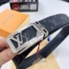 6932030e3a89a121ed550f85 LV Men's Belt, New Arrival Monogram PVC Imported Fabric, Genuine Cowhide with Diamond-Paved Box Letter Hardware