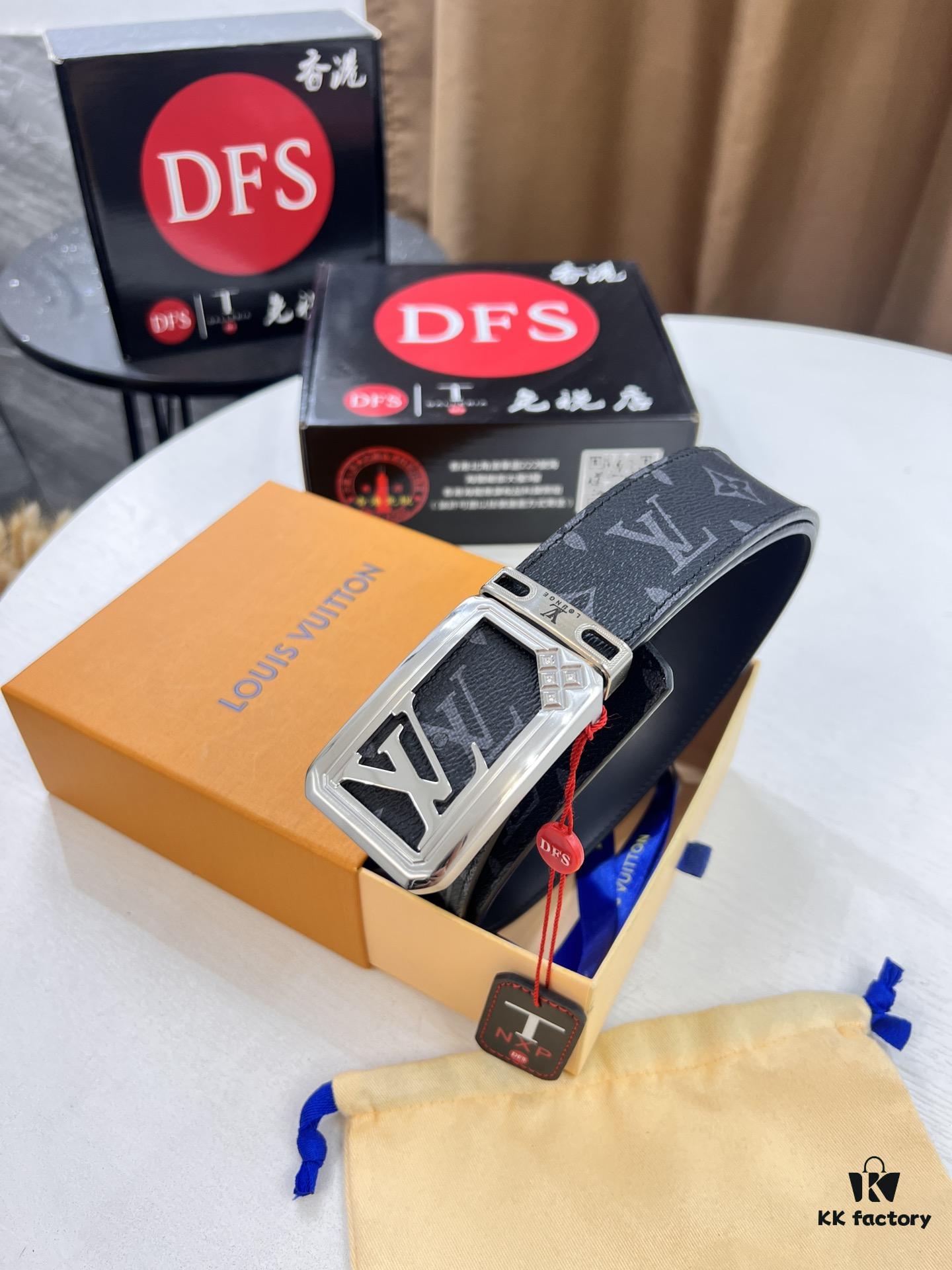 6932030f3a89a121ed550f86 LV Men's Belt, New Arrival Monogram PVC Imported Fabric, Genuine Cowhide with Diamond-Paved Box Letter Hardware