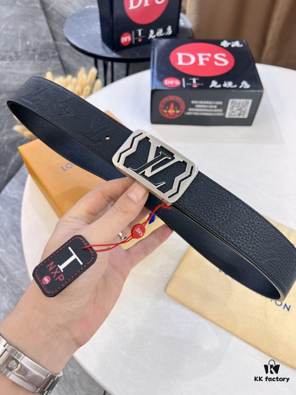 6932030f3a89a121ed550f8b Top-Tier LV Louis Vuitton L-Logo Polished Stainless Steel Buckle Belt - Genuine French Imported Embossed Calfskin, 3.8cm Width, with NXP Anti-Counterfeit Chip (Original Gift Box Included)