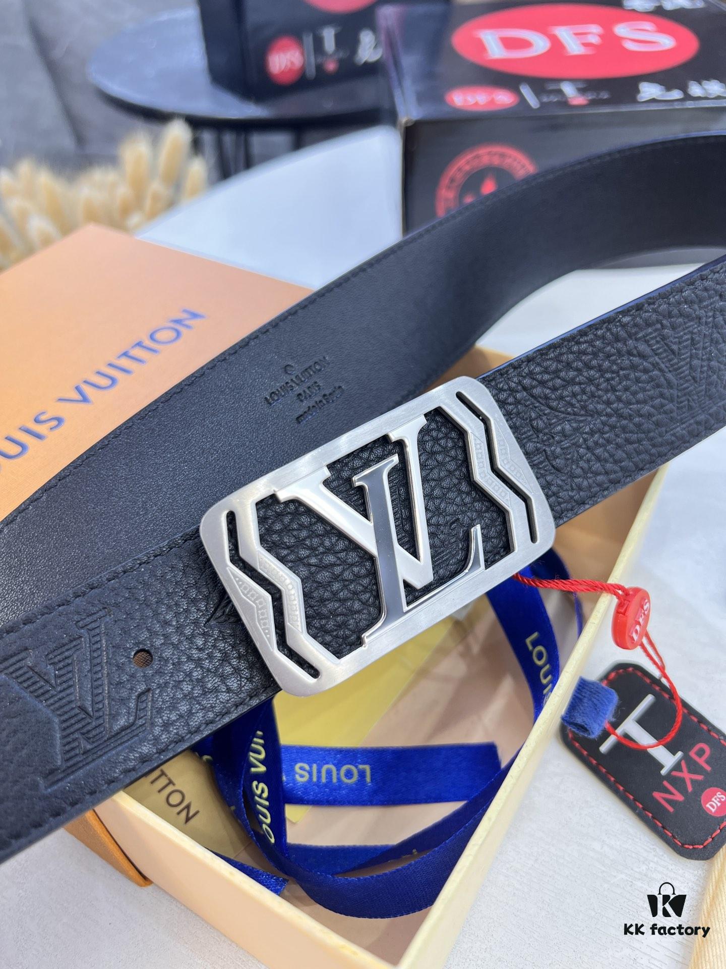 6932030f3a89a121ed550f8c Top-Tier LV Louis Vuitton L-Logo Polished Stainless Steel Buckle Belt - Genuine French Imported Embossed Calfskin, 3.8cm Width, with NXP Anti-Counterfeit Chip (Original Gift Box Included)