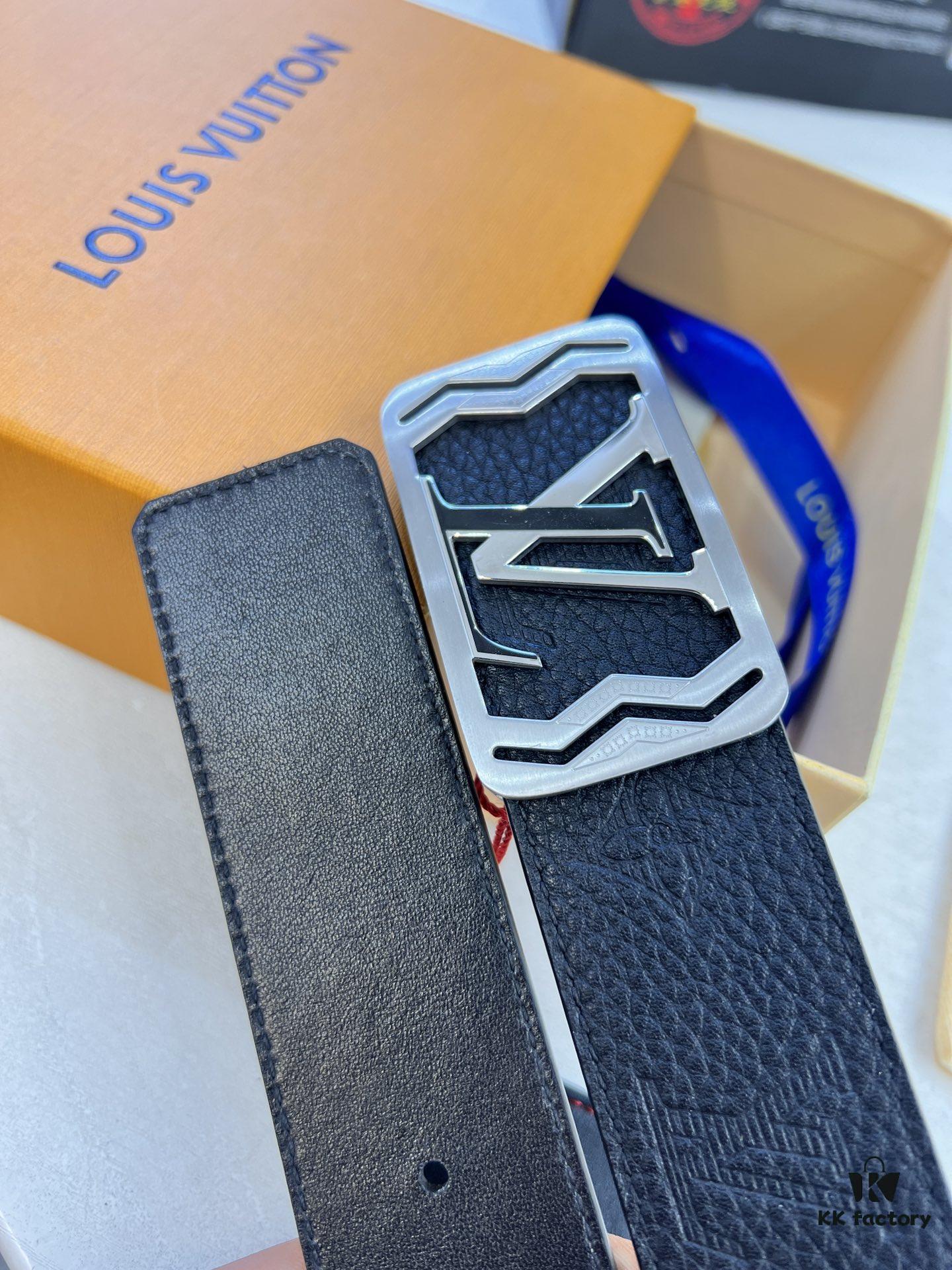 6932030f3a89a121ed550f8d Top-Tier LV Louis Vuitton L-Logo Polished Stainless Steel Buckle Belt - Genuine French Imported Embossed Calfskin, 3.8cm Width, with NXP Anti-Counterfeit Chip (Original Gift Box Included)