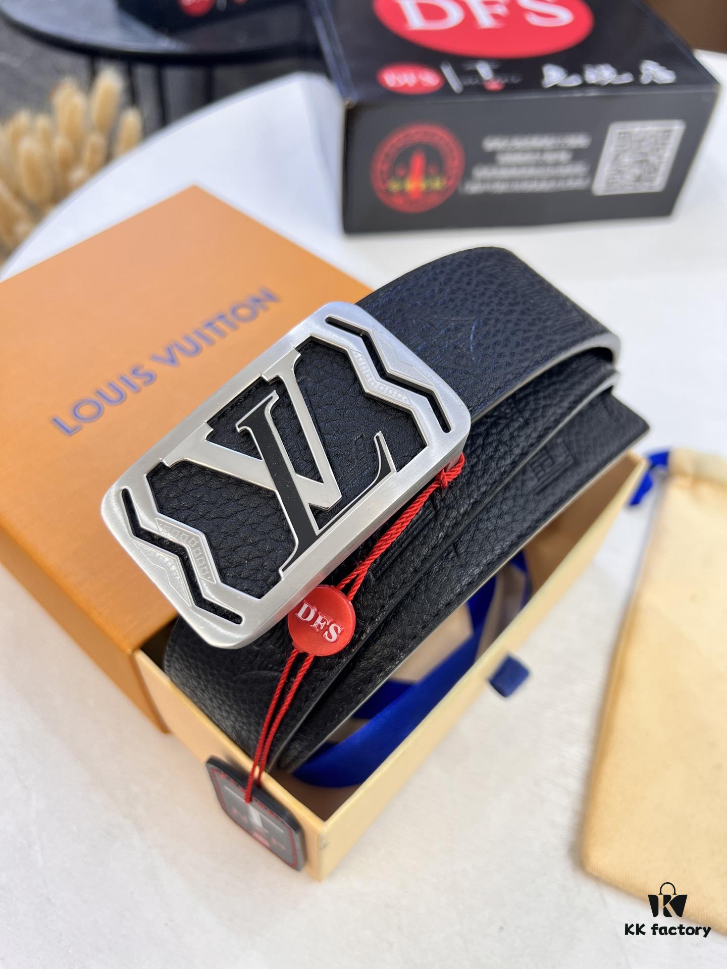 6932030f3a89a121ed550f8f Top-Tier LV Louis Vuitton L-Logo Polished Stainless Steel Buckle Belt - Genuine French Imported Embossed Calfskin, 3.8cm Width, with NXP Anti-Counterfeit Chip (Original Gift Box Included)