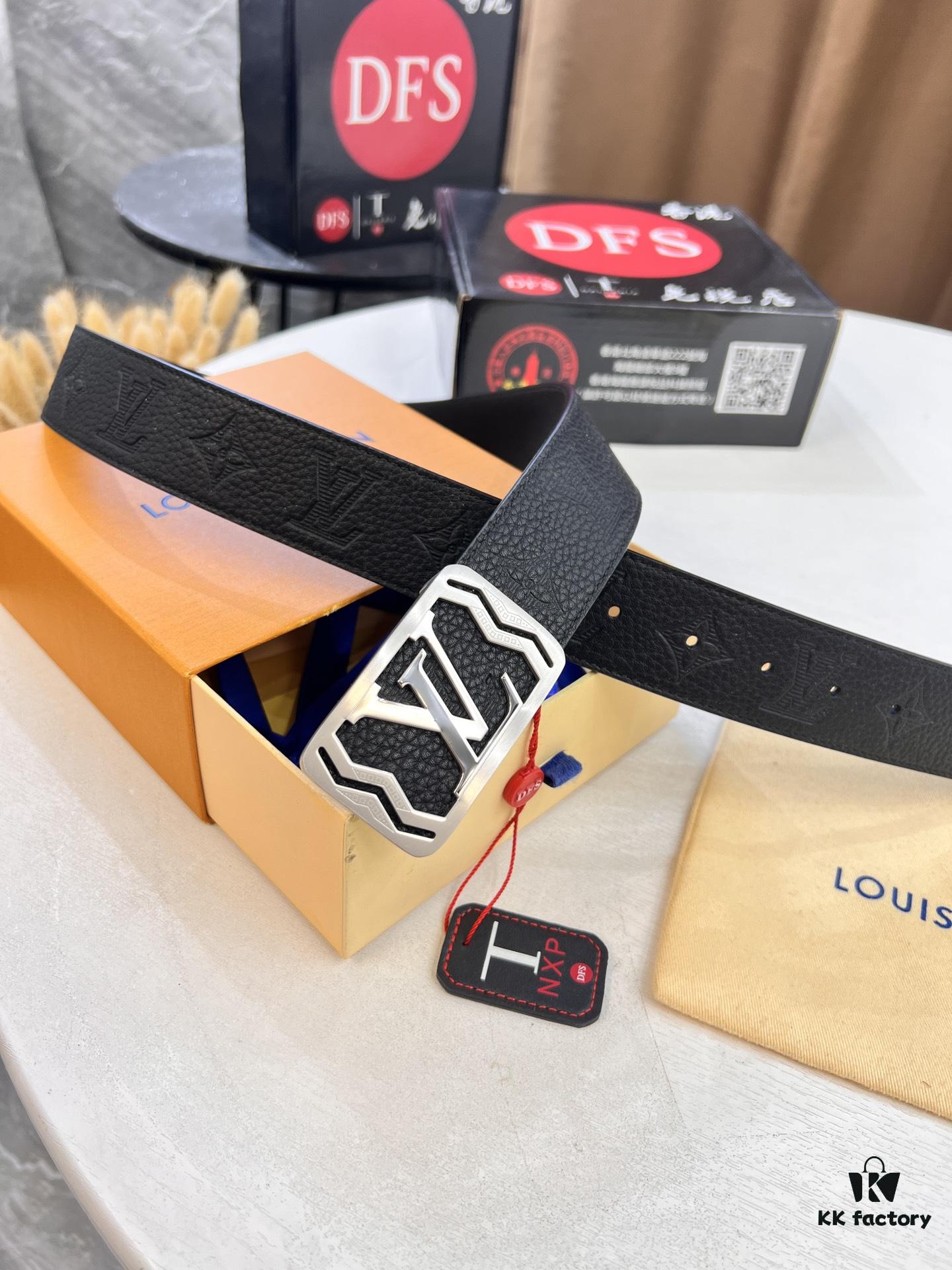 6932030f3a89a121ed550f90 Top-Tier LV Louis Vuitton L-Logo Polished Stainless Steel Buckle Belt - Genuine French Imported Embossed Calfskin, 3.8cm Width, with NXP Anti-Counterfeit Chip (Original Gift Box Included)