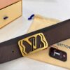 693203103a89a121ed550f93 Top-Tier LV Louis Vuitton Belt - Genuine Mold L Letter Polished Stainless Steel Hardware, Inner Buckle Design, 3.8cm Width, Premium French Imported Embossed Cowhide Leather