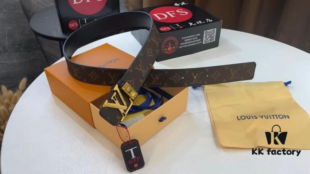 693203103a89a121ed550f9b New LV Monogram Leather Belt, Genuine Cowhide with Diamond-Paved Stainless Steel Hardware, Fashionable Casual Style