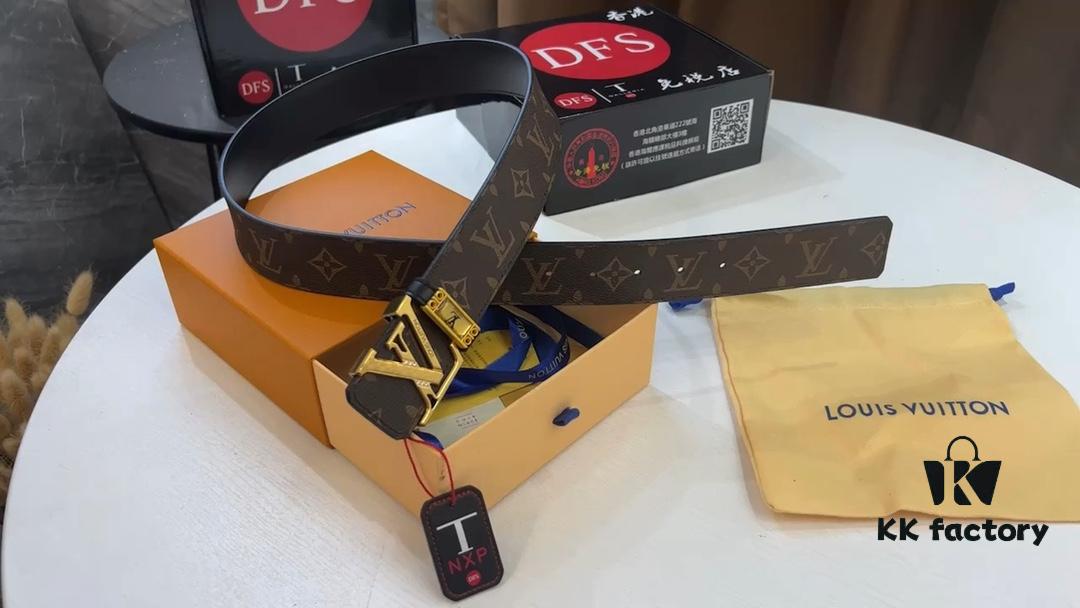 693203103a89a121ed550f9b New LV Monogram Leather Belt, Genuine Cowhide with Diamond-Paved Stainless Steel Hardware, Fashionable Casual Style