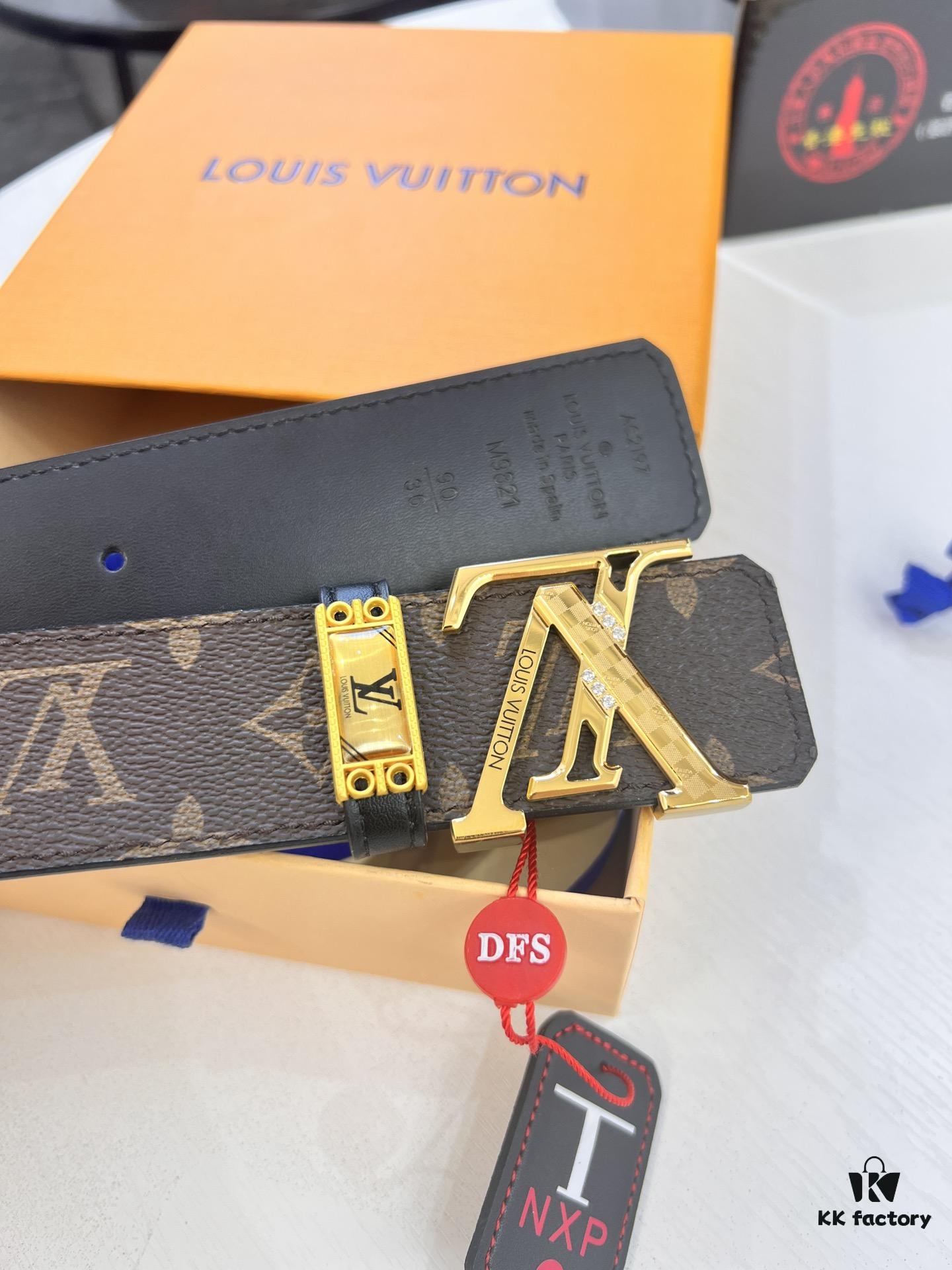 693203103a89a121ed550f9e Louis Vuitton LV Belt, ZP Synchronized New Men's Belt with Monogram Imported Fabric, Full-Grain Cowhide, Reversible Design, Diamond-Paved Letter Hardware, 3.8cm Width