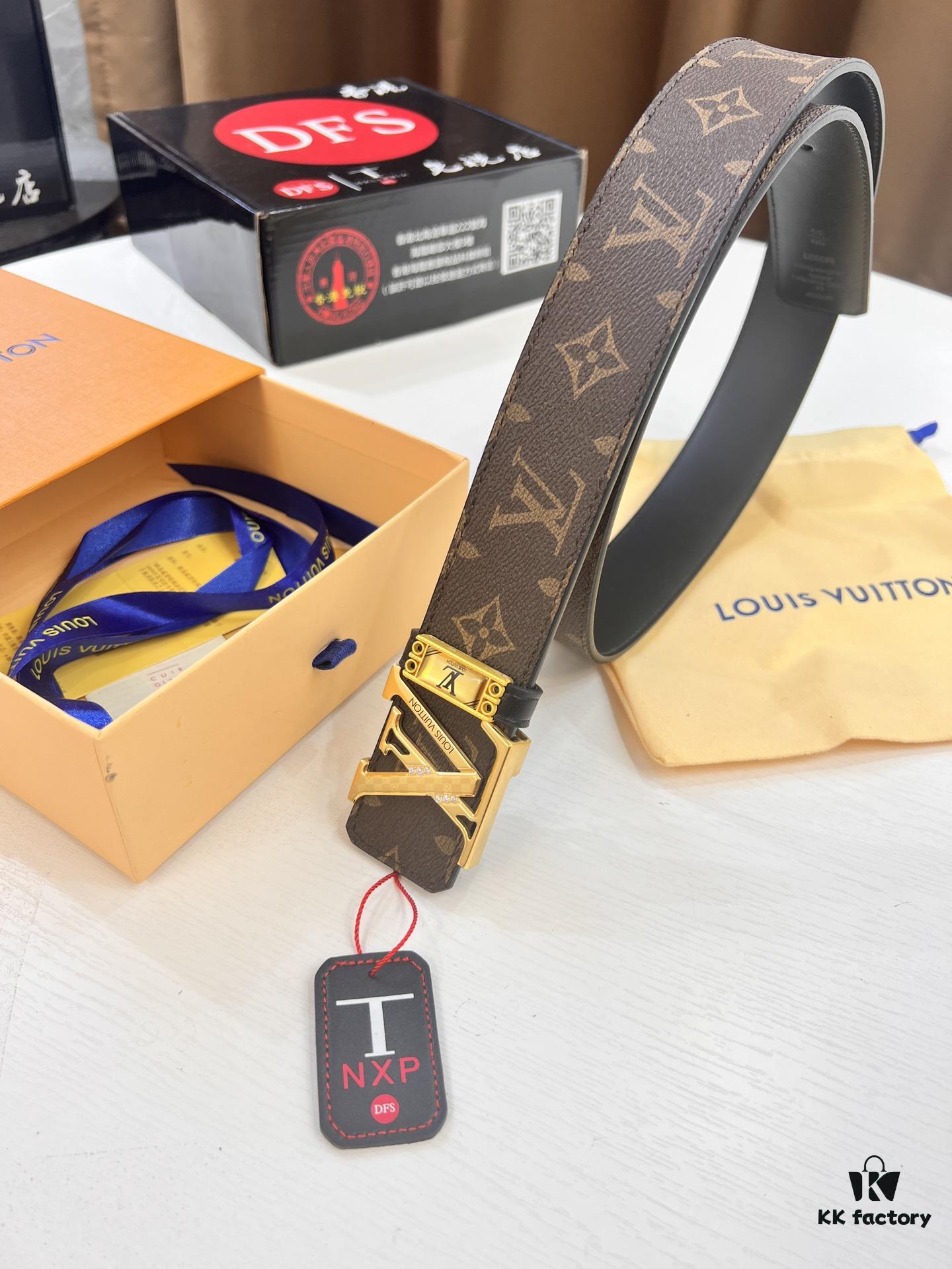 693203113a89a121ed550fa0 Louis Vuitton LV Belt, ZP Synchronized New Men's Belt with Monogram Imported Fabric, Full-Grain Cowhide, Reversible Design, Diamond-Paved Letter Hardware, 3.8cm Width