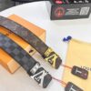 693203113a89a121ed550fa2 Louis Vuitton LV Belt, ZP Synchronized New Men's Belt with Monogram Imported Fabric, Full-Grain Cowhide, Reversible Design, Diamond-Paved Letter Hardware, 3.8cm Width