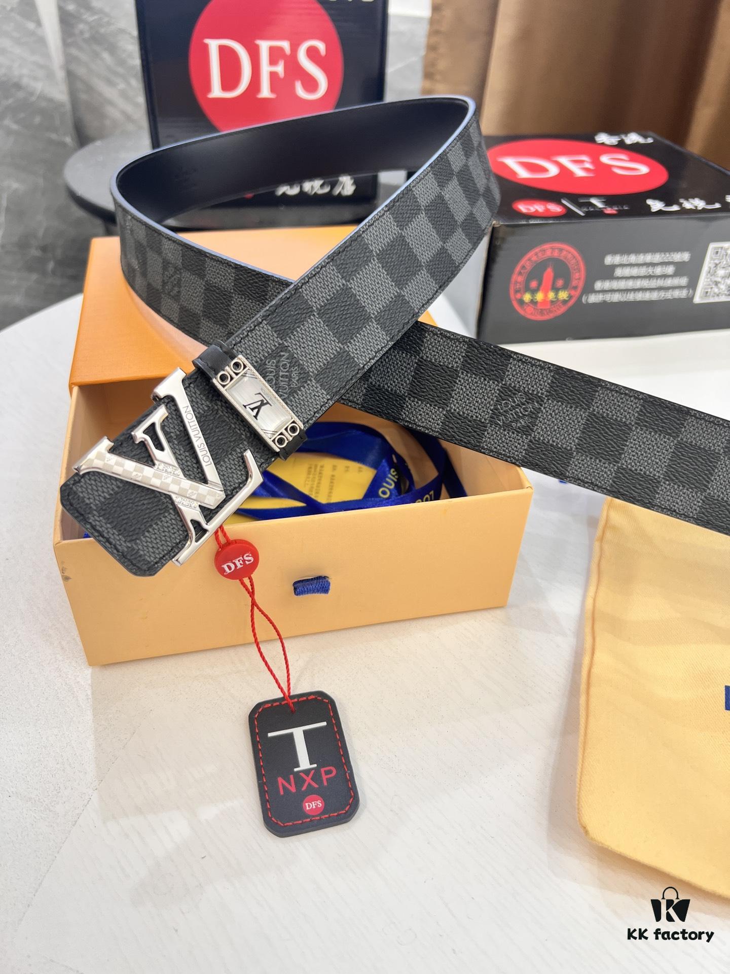 693203113a89a121ed550fa7 Louis Vuitton LV Belt, New Men's Leather Belt with Monogram Pattern, Imported Fabric, Reversible Design, Diamond-Paved Letters, 3.8cm Width