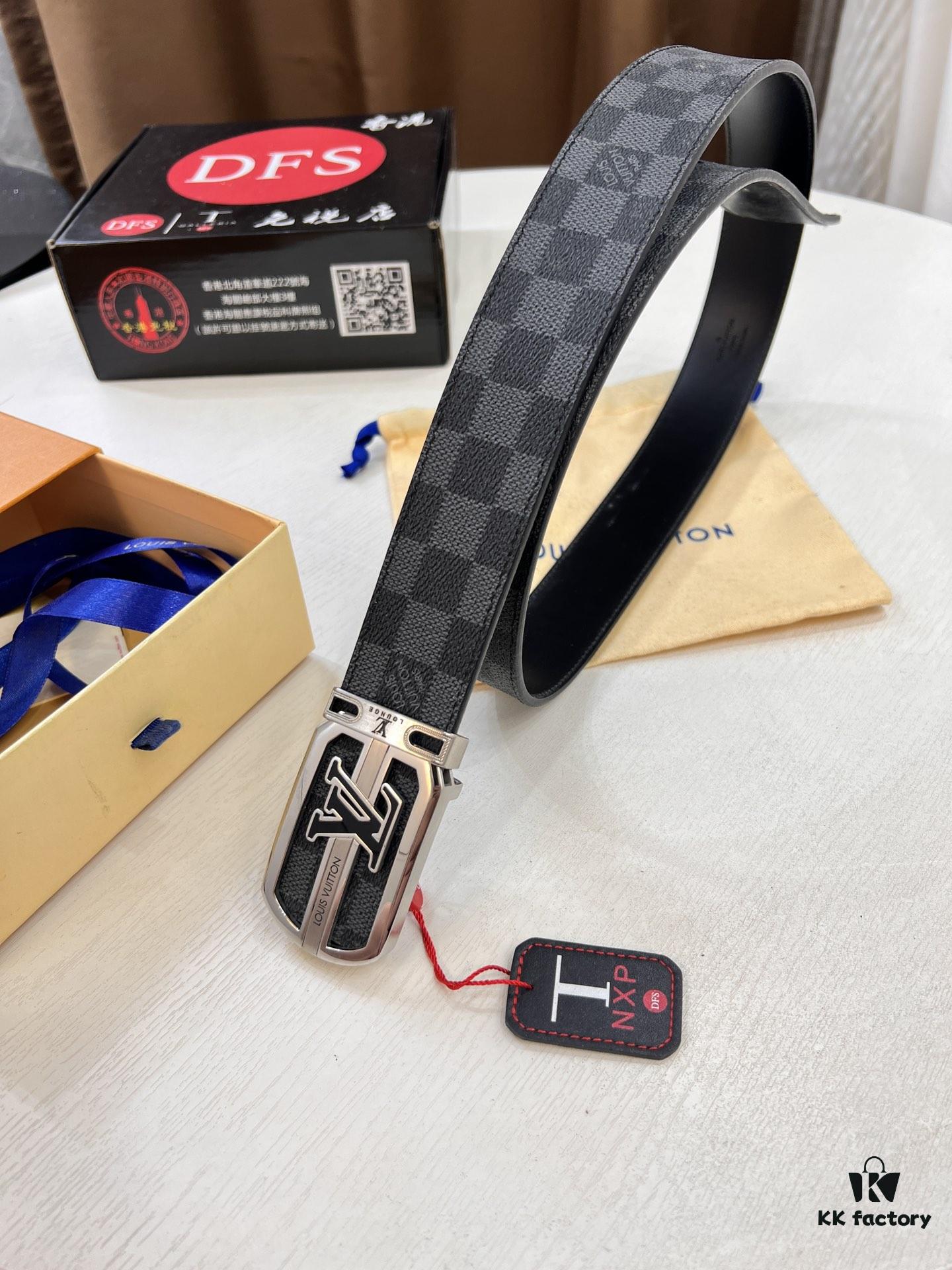 693203123a89a121ed550fae Shop Owner Recommended Louis Vuitton LV Belt, ZP Synchronized New Men's PVC Monogram Belt with Imported Fabric and Genuine Calfskin, 3.8cm Width