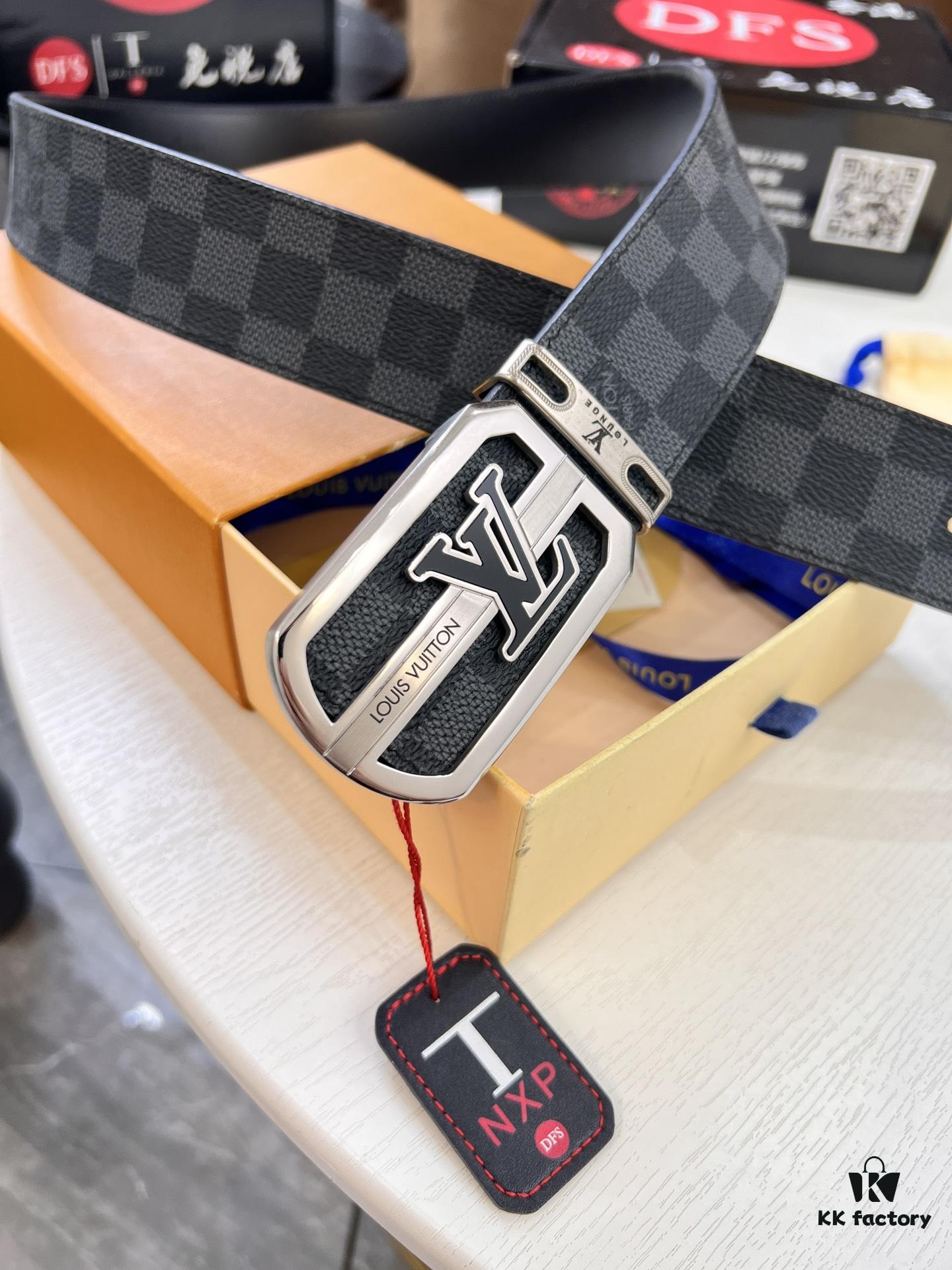 693203123a89a121ed550fb0 Shop Owner Recommended Louis Vuitton LV Belt, ZP Synchronized New Men's PVC Monogram Belt with Imported Fabric and Genuine Calfskin, 3.8cm Width