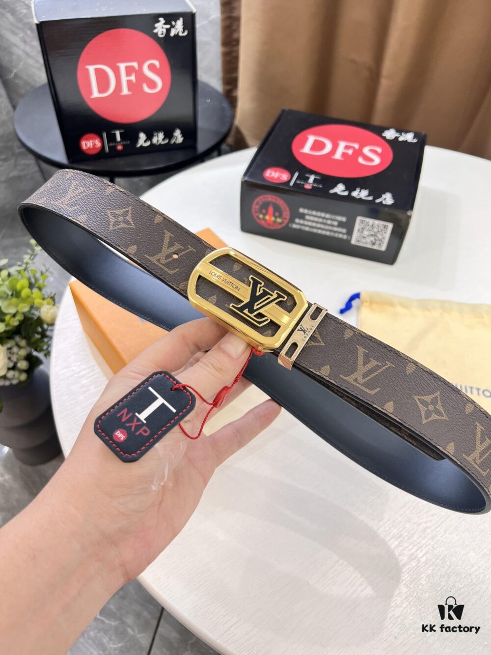 693203123a89a121ed550fb3 LV Men's Belt, New Arrival, Monogram PVC Imported Fabric, Full Grain Cowhide Leather, 3.8cm Width