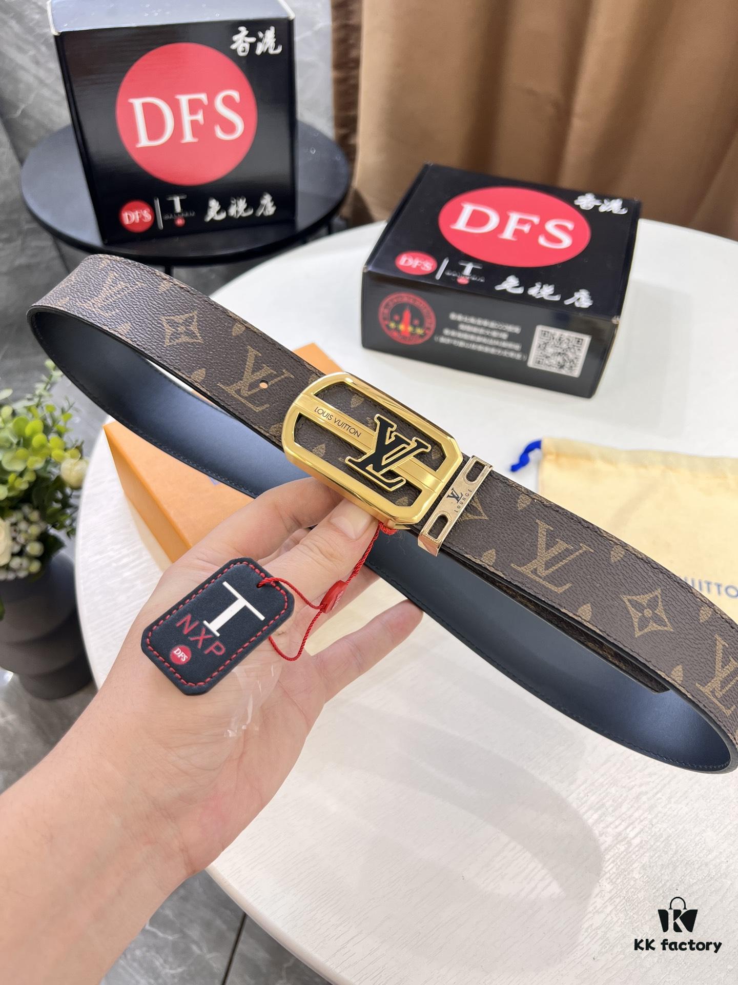 693203123a89a121ed550fb3 LV Men's Belt, New Arrival, Monogram PVC Imported Fabric, Full Grain Cowhide Leather, 3.8cm Width