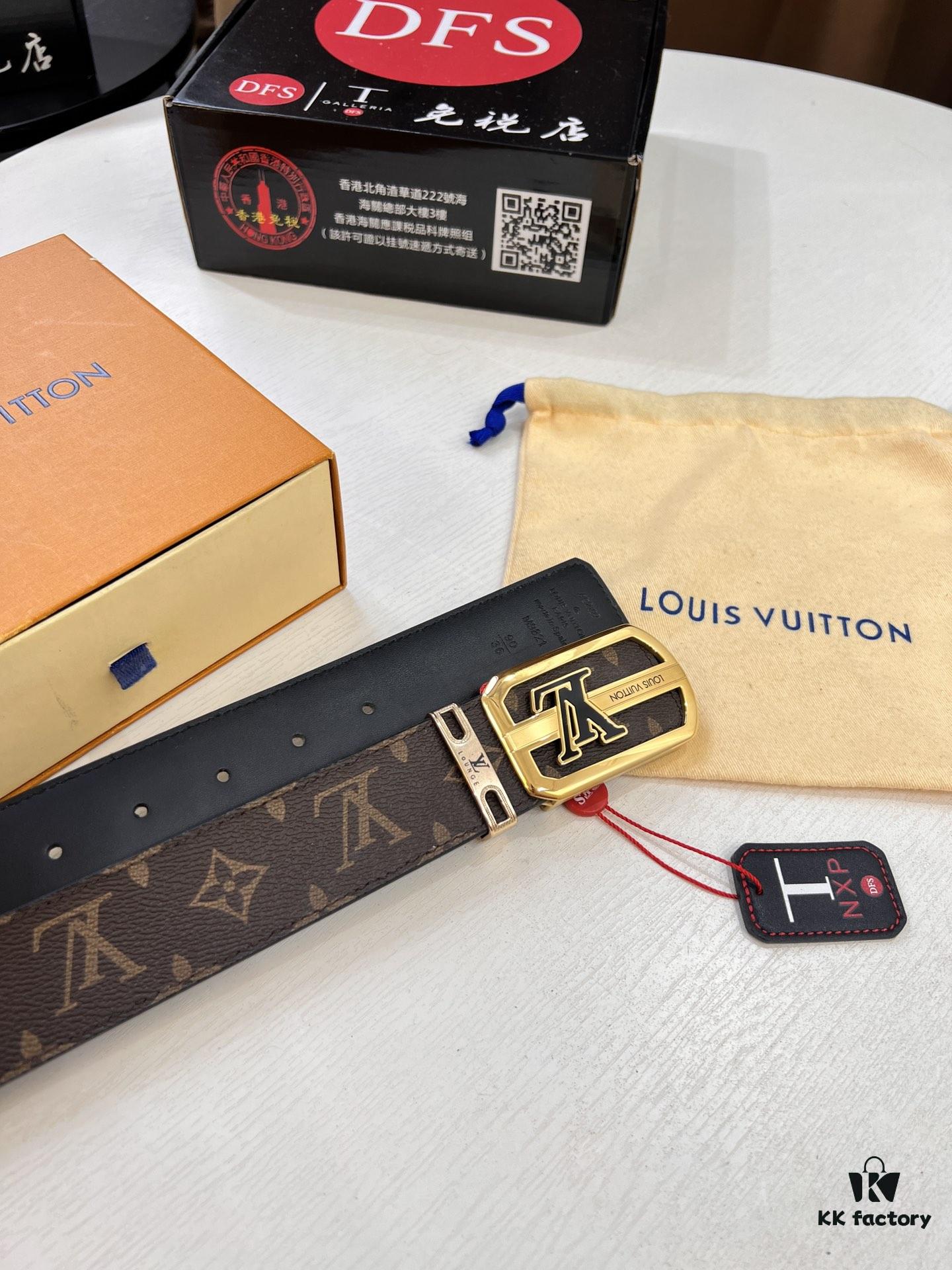 693203123a89a121ed550fb5 LV Men's Belt, New Arrival, Monogram PVC Imported Fabric, Full Grain Cowhide Leather, 3.8cm Width