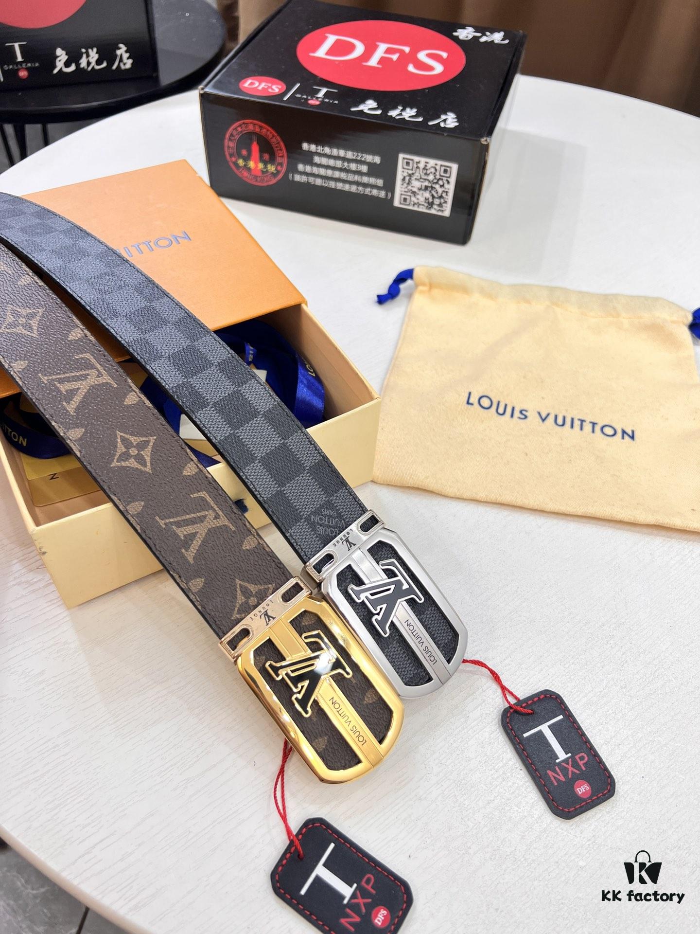 693203133a89a121ed550fb9 LV Men's Belt, New Arrival, Monogram PVC Imported Fabric, Full Grain Cowhide Leather, 3.8cm Width