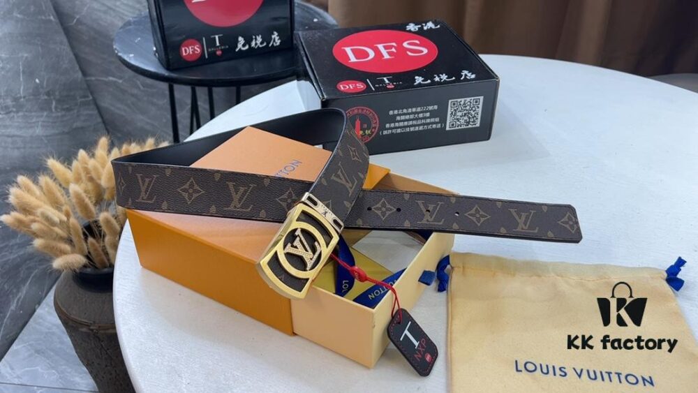 LV New Monogram Belt with Steel Hardware, Anti-Counterfeit Video Authentication