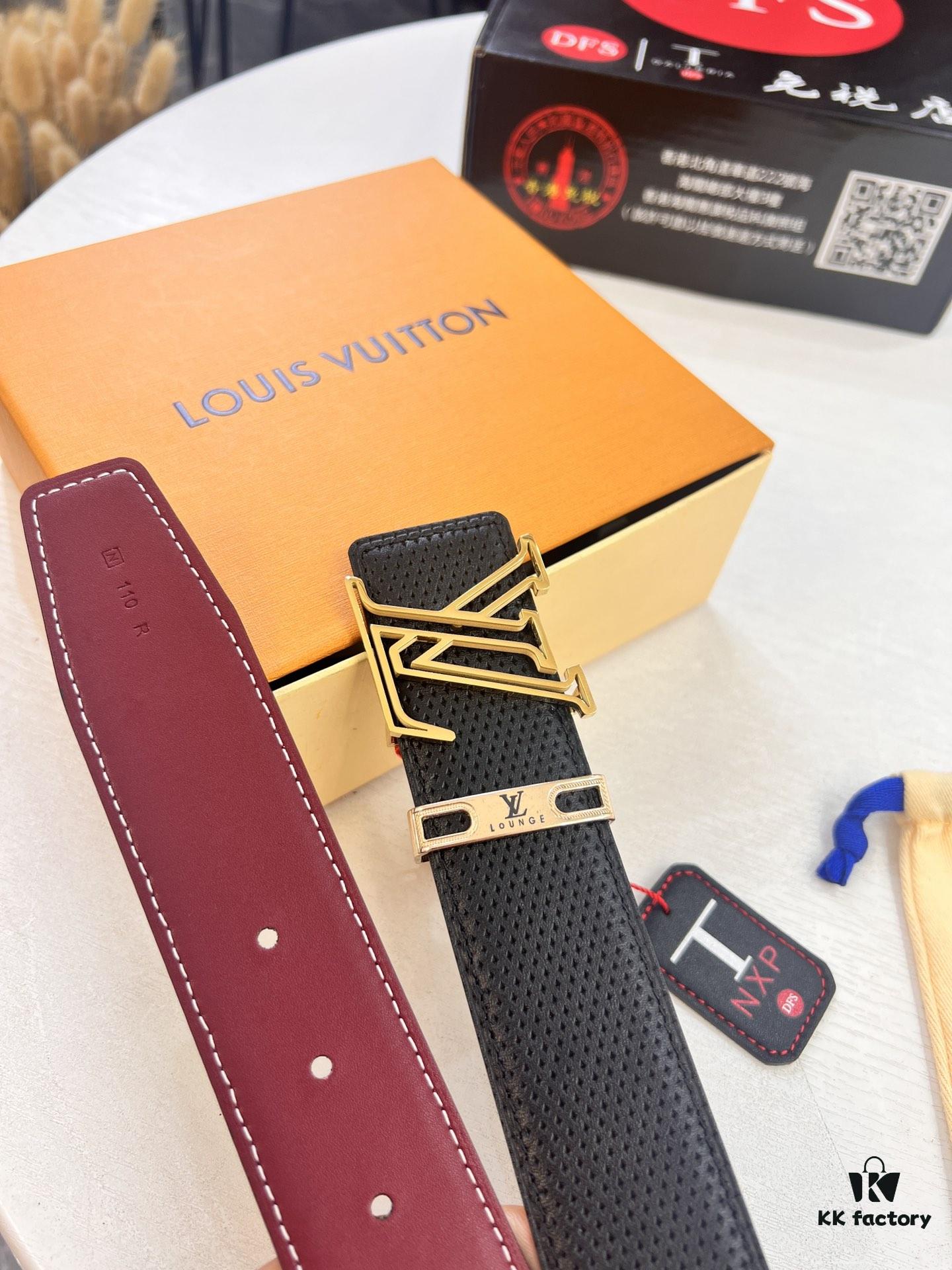 693203173a89a121ed550ff7 Louis Vuitton LV Belt - Top-Tier Genuine Leather with NXP RFID Chip, Hong Kong Duty-Free Gift Box, Embossed French Full-Grain Calfskin, 3.8cm Width