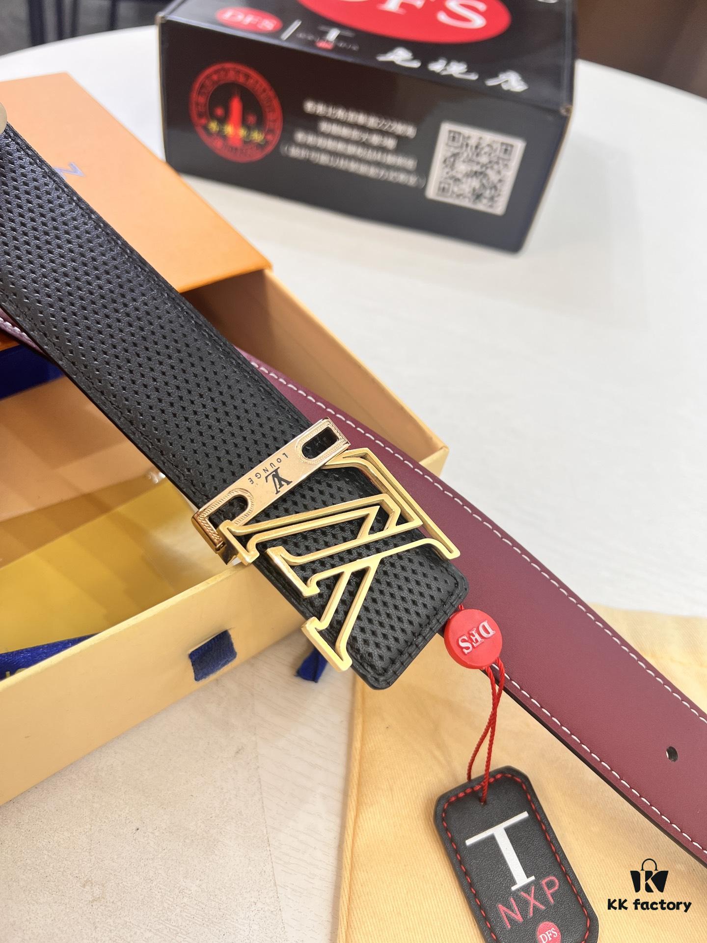 693203183a89a121ed550ff9 Louis Vuitton LV Belt - Top-Tier Genuine Leather with NXP RFID Chip, Hong Kong Duty-Free Gift Box, Embossed French Full-Grain Calfskin, 3.8cm Width