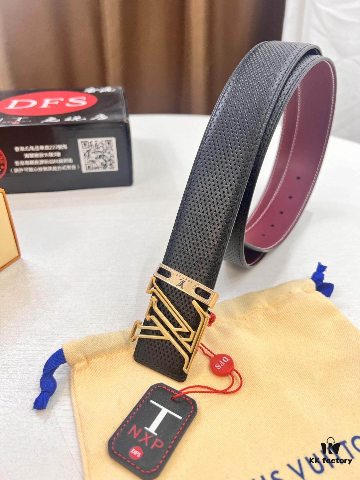 693203183a89a121ed550ffa Louis Vuitton LV Belt - Top-Tier Genuine Leather with NXP RFID Chip, Hong Kong Duty-Free Gift Box, Embossed French Full-Grain Calfskin, 3.8cm Width