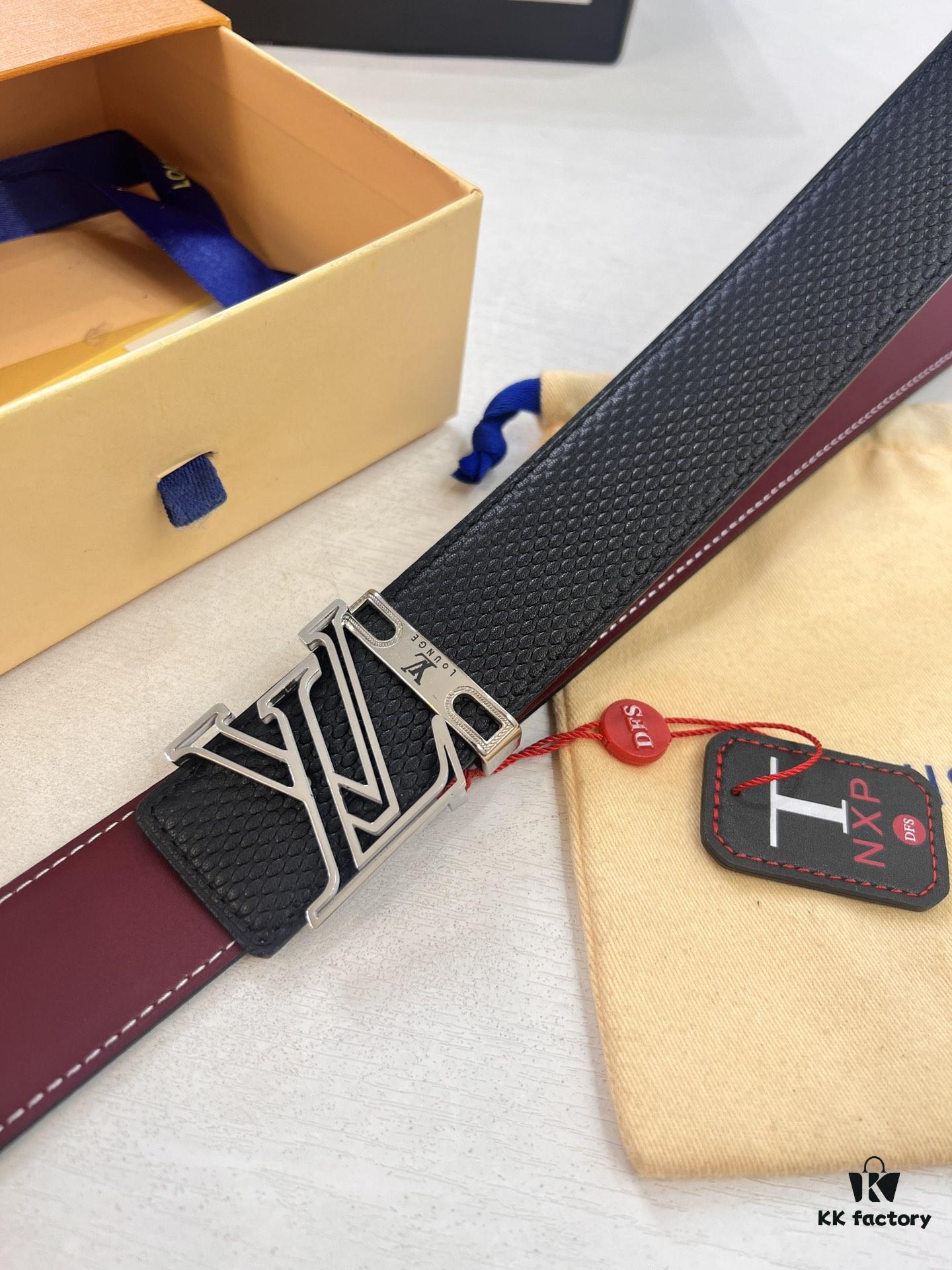 693203183a89a121ed551000 Top-Tier Louis Vuitton LV Belt - Genuine Embossed Full-Grain French Calfskin, 3.8cm Width, Steel Hardware, NXP RFID Chip Verified, Original Gift Box