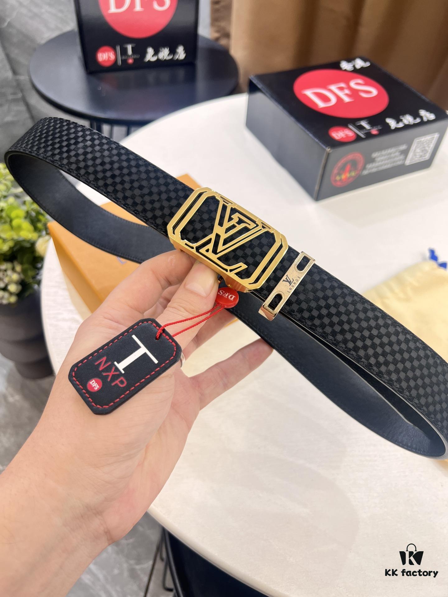 693203183a89a121ed551005 Louis Vuitton Automatic Buckle Belt, Top-Quality Genuine Leather, Imported Full-Grain Calfskin, 3.5 cm Width, LV Stainless Steel Hardware