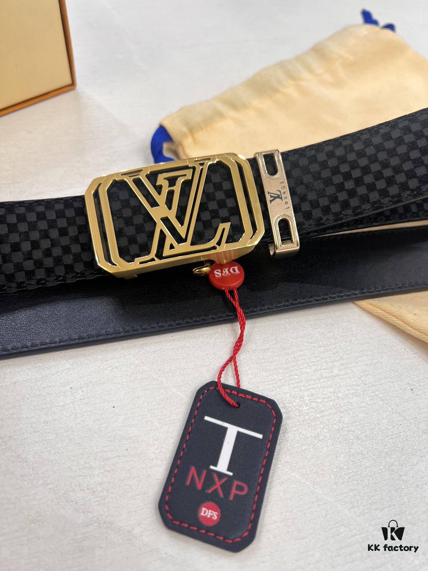693203193a89a121ed551006 Louis Vuitton Automatic Buckle Belt, Top-Quality Genuine Leather, Imported Full-Grain Calfskin, 3.5 cm Width, LV Stainless Steel Hardware