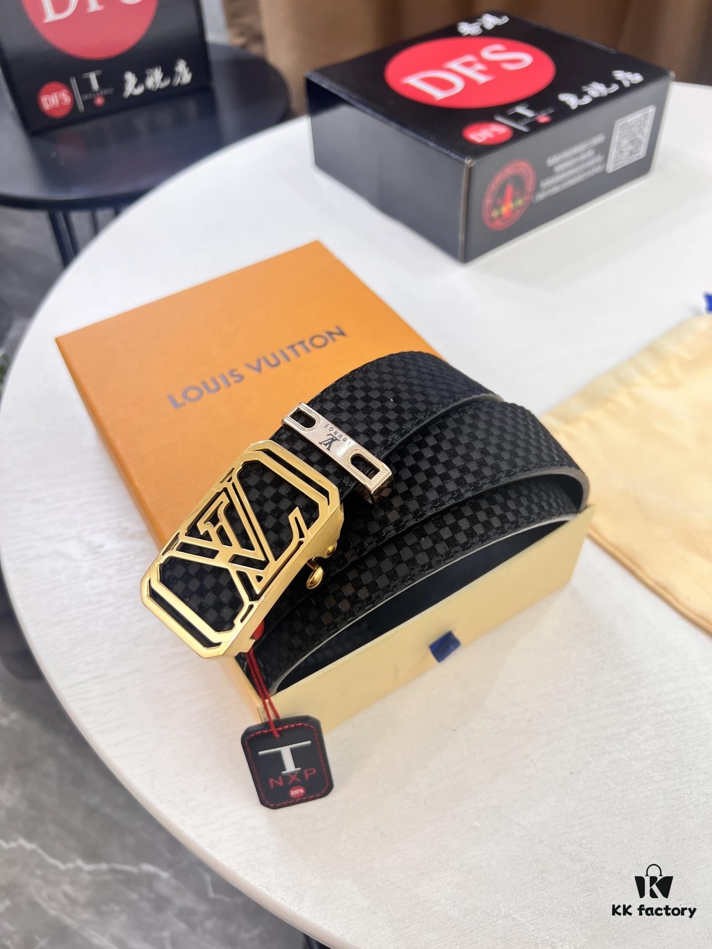 693203193a89a121ed551008 Louis Vuitton Automatic Buckle Belt, Top-Quality Genuine Leather, Imported Full-Grain Calfskin, 3.5 cm Width, LV Stainless Steel Hardware