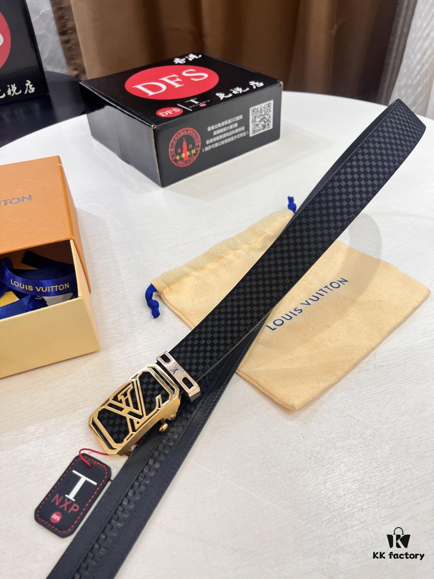 693203193a89a121ed551009 Louis Vuitton Automatic Buckle Belt, Top-Quality Genuine Leather, Imported Full-Grain Calfskin, 3.5 cm Width, LV Stainless Steel Hardware