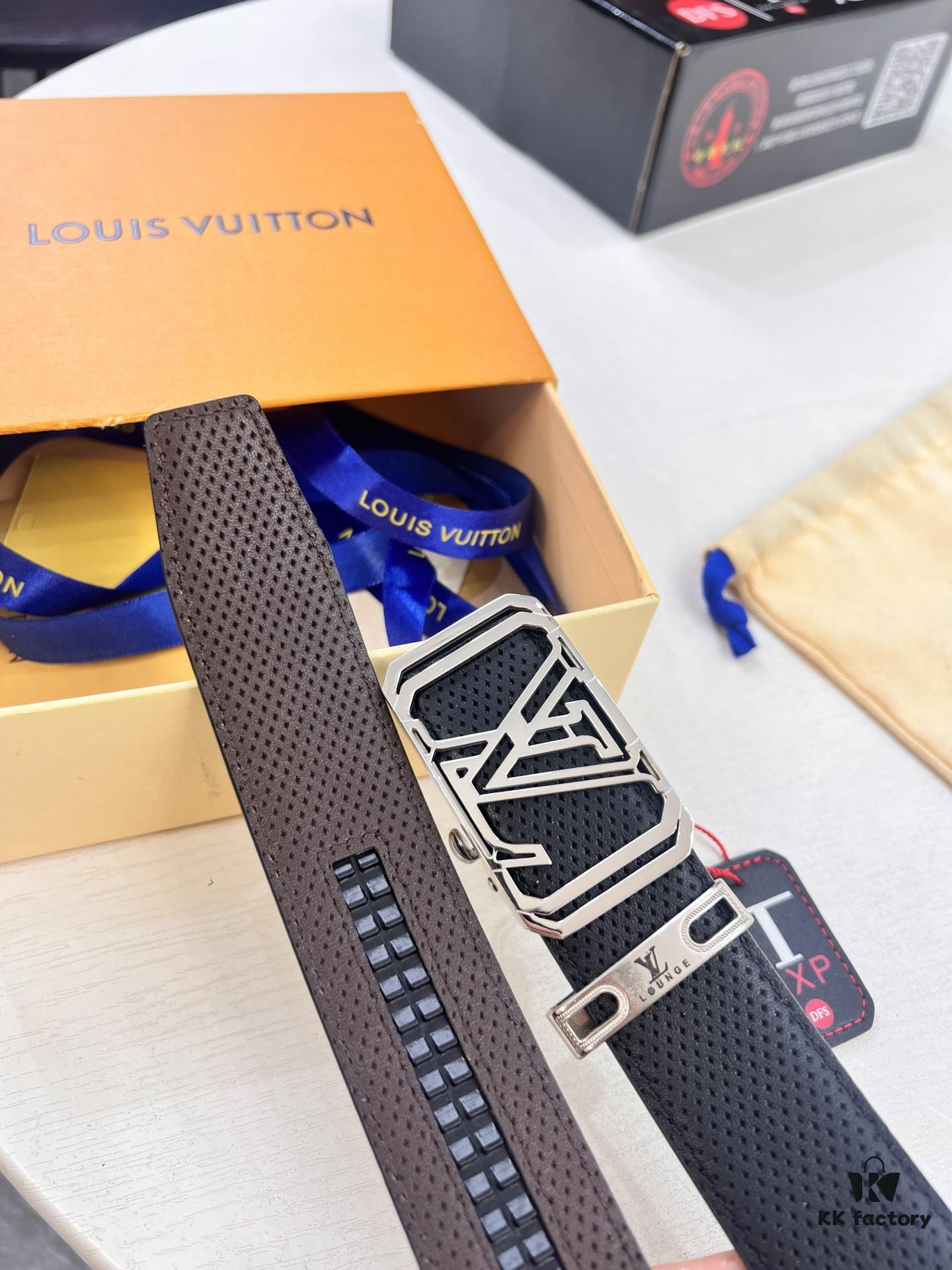 693203193a89a121ed55100e Louis Vuitton Automatic Buckle Belt, Top-Quality Genuine Leather, Imported Full-Grain Calfskin with Fine Grain Texture, 3.5 cm Width, Smooth Slide Mechanism, Stainless Steel LV Hardware