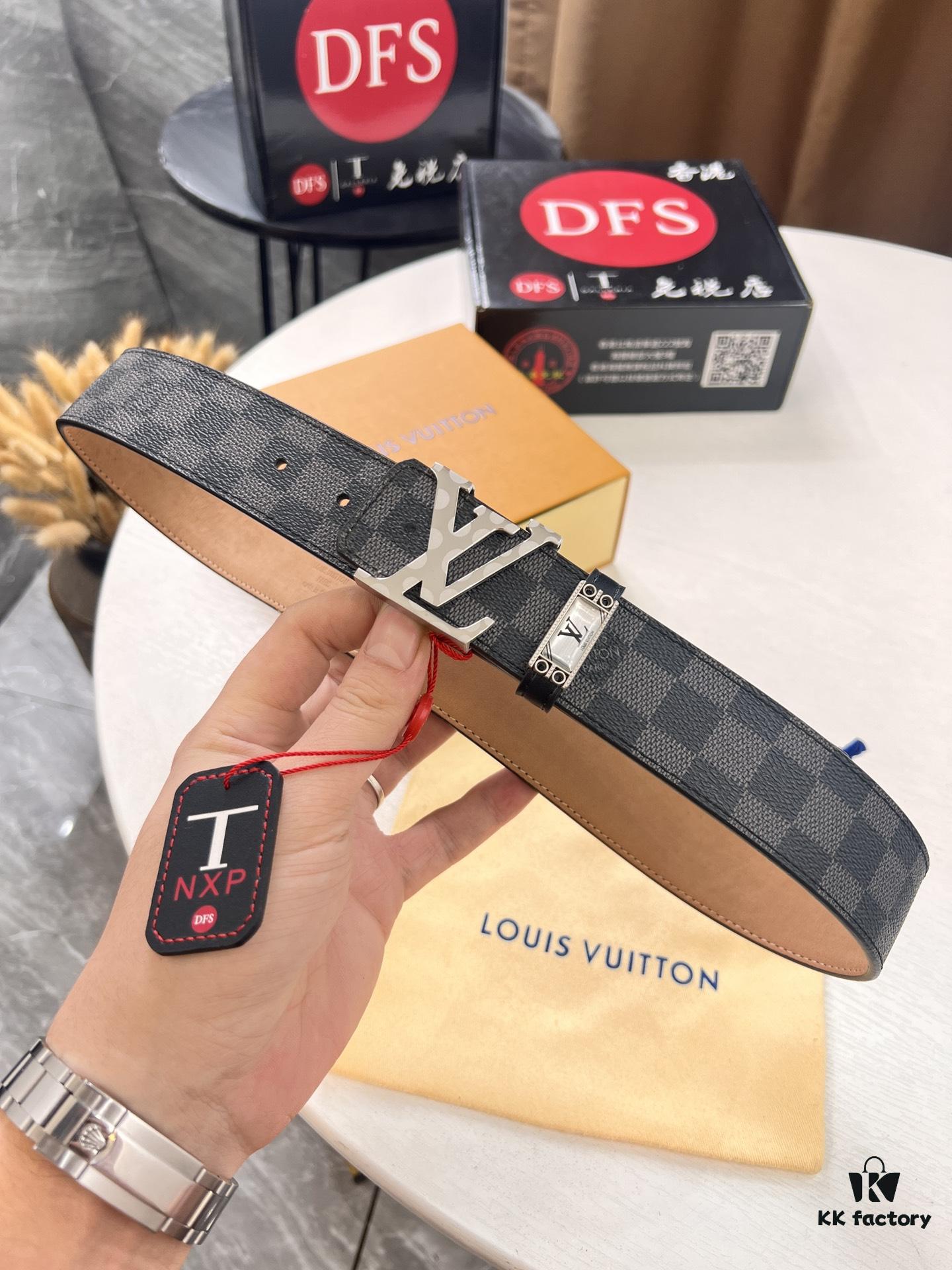 6932031b3a89a121ed551025 LV Men's Belt, New Arrival, Genuine Cowhide Leather, Matte Finish, Corrosion-Resistant Letter Hardware, 3.8cm Width
