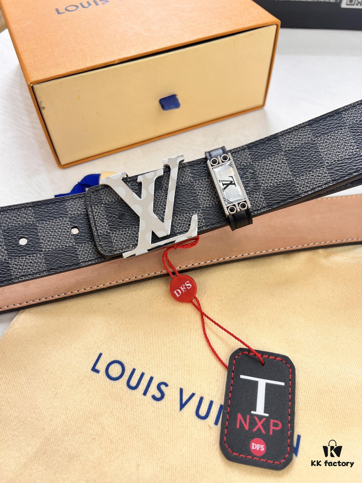 6932031b3a89a121ed551026 LV Men's Belt, New Arrival, Genuine Cowhide Leather, Matte Finish, Corrosion-Resistant Letter Hardware, 3.8cm Width