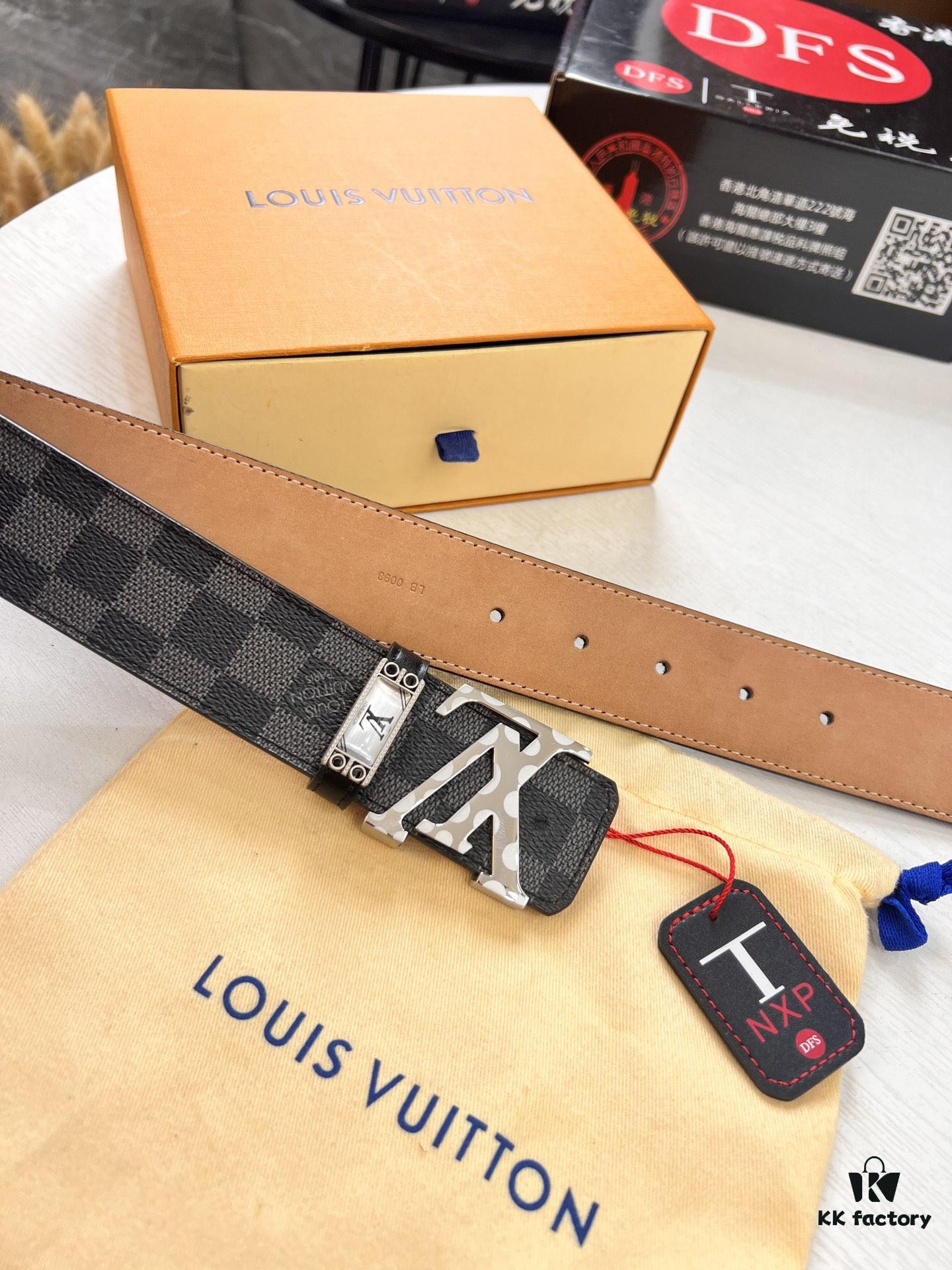 6932031b3a89a121ed551027 LV Men's Belt, New Arrival, Genuine Cowhide Leather, Matte Finish, Corrosion-Resistant Letter Hardware, 3.8cm Width