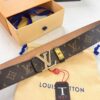 6932031c3a89a121ed55102d LV Men's Belt, New Arrival, Louis Vuitton Leather Belt, 3.8cm Width, Full-Grain Cowhide Matte Buckle with Etched Logo Hardware, Authentic NXP Chip, Imported Plaid Fabric