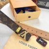 6932031c3a89a121ed55102e LV Men's Belt, New Arrival, Louis Vuitton Leather Belt, 3.8cm Width, Full-Grain Cowhide Matte Buckle with Etched Logo Hardware, Authentic NXP Chip, Imported Plaid Fabric
