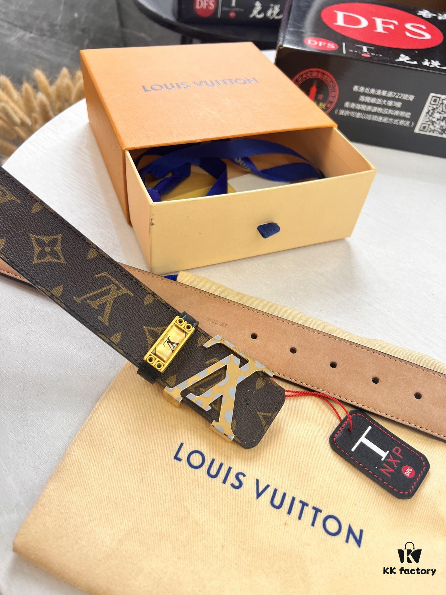 6932031c3a89a121ed55102e LV Men's Belt, New Arrival, Louis Vuitton Leather Belt, 3.8cm Width, Full-Grain Cowhide Matte Buckle with Etched Logo Hardware, Authentic NXP Chip, Imported Plaid Fabric