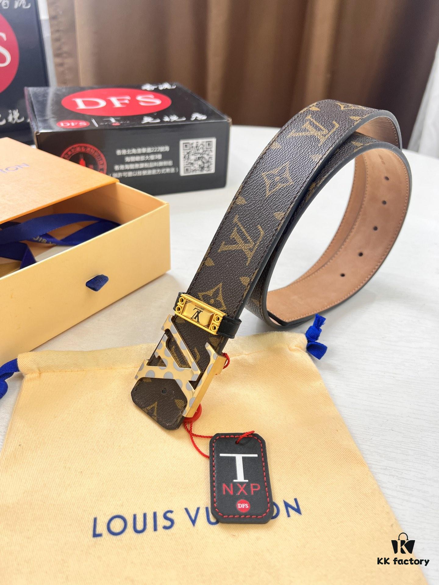 6932031c3a89a121ed551030 LV Men's Belt, New Arrival, Louis Vuitton Leather Belt, 3.8cm Width, Full-Grain Cowhide Matte Buckle with Etched Logo Hardware, Authentic NXP Chip, Imported Plaid Fabric