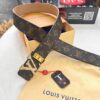 6932031c3a89a121ed551031 LV Men's Belt, New Arrival, Louis Vuitton Leather Belt, 3.8cm Width, Full-Grain Cowhide Matte Buckle with Etched Logo Hardware, Authentic NXP Chip, Imported Plaid Fabric