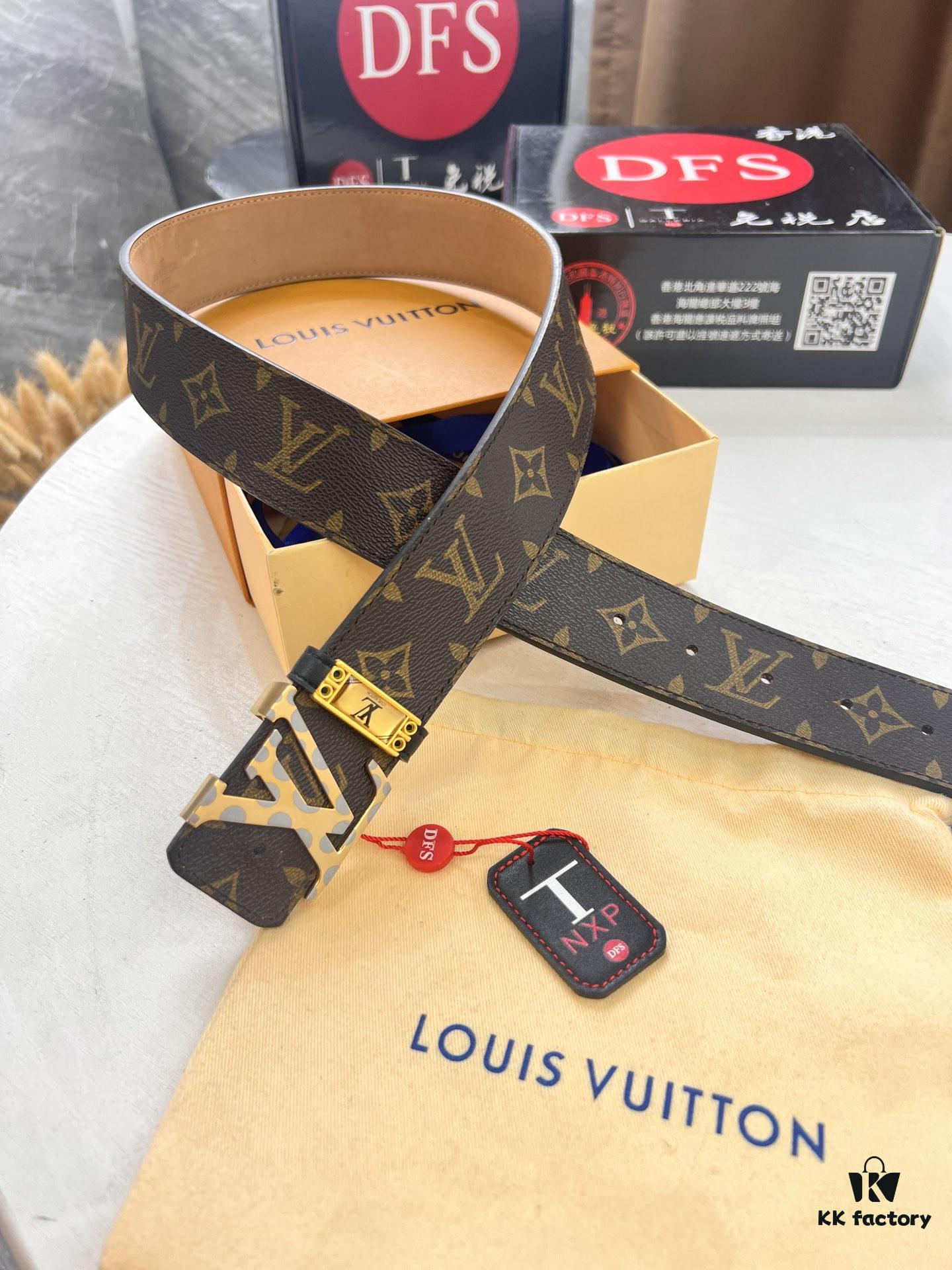 6932031c3a89a121ed551031 LV Men's Belt, New Arrival, Louis Vuitton Leather Belt, 3.8cm Width, Full-Grain Cowhide Matte Buckle with Etched Logo Hardware, Authentic NXP Chip, Imported Plaid Fabric