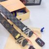 6932031c3a89a121ed551032 LV Men's Belt, New Arrival, Louis Vuitton Leather Belt, 3.8cm Width, Full-Grain Cowhide Matte Buckle with Etched Logo Hardware, Authentic NXP Chip, Imported Plaid Fabric