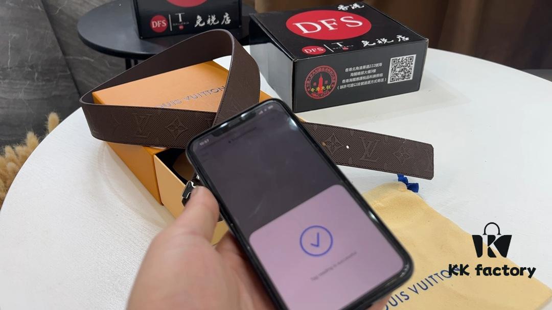 6932031d3a89a121ed551045 LV New Style Textured Leather Belt with Concave and Convex Monogram, Double-Sided Wear, Anti-Counterfeit Video Authentication