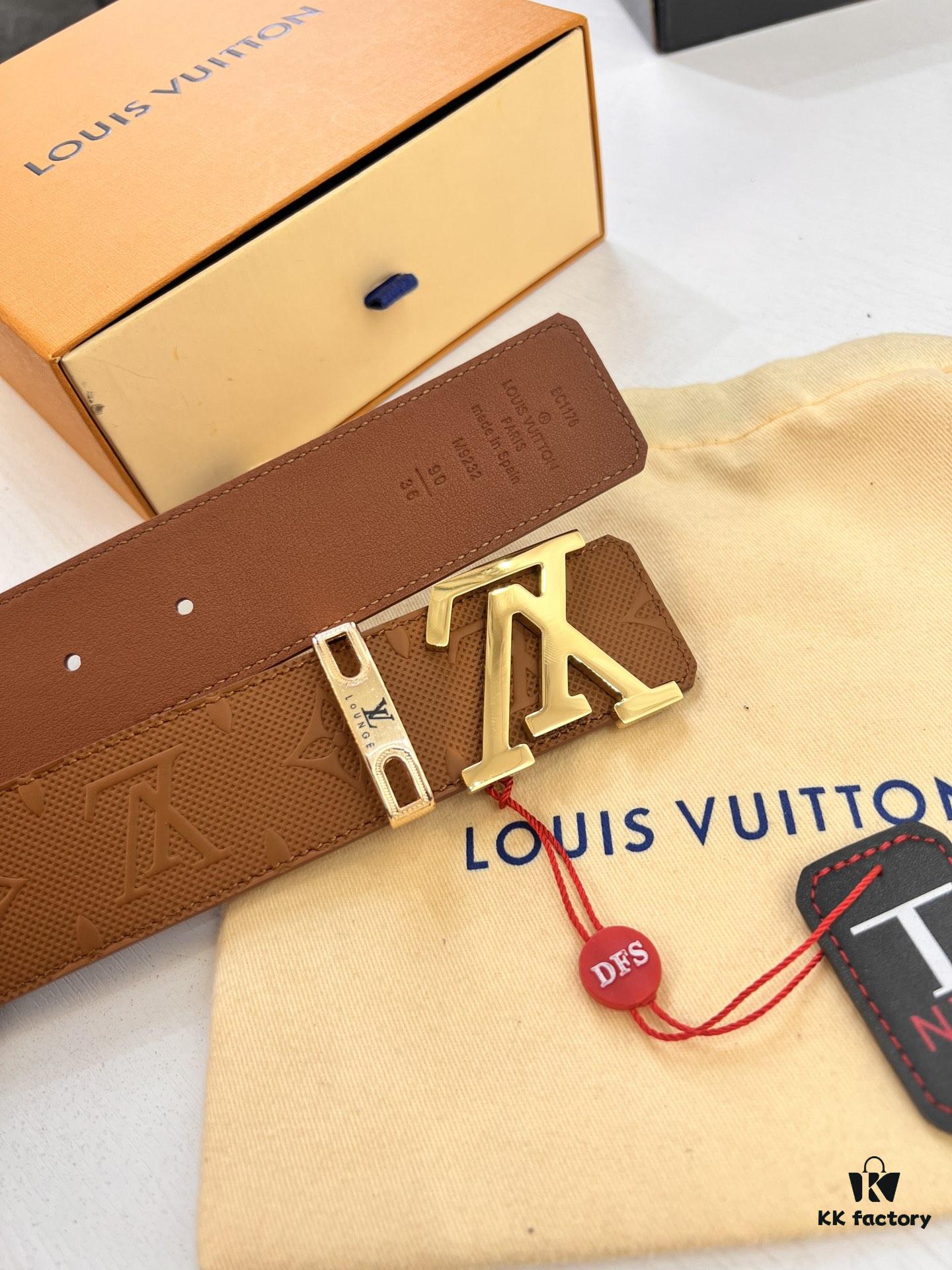 6932031e3a89a121ed551047 LV Men's Belt, Imported Genuine First-Layer Cowhide, Reversible Design, 3.8cm Width, Premium Quality with NXP Anti-Counterfeit Chip