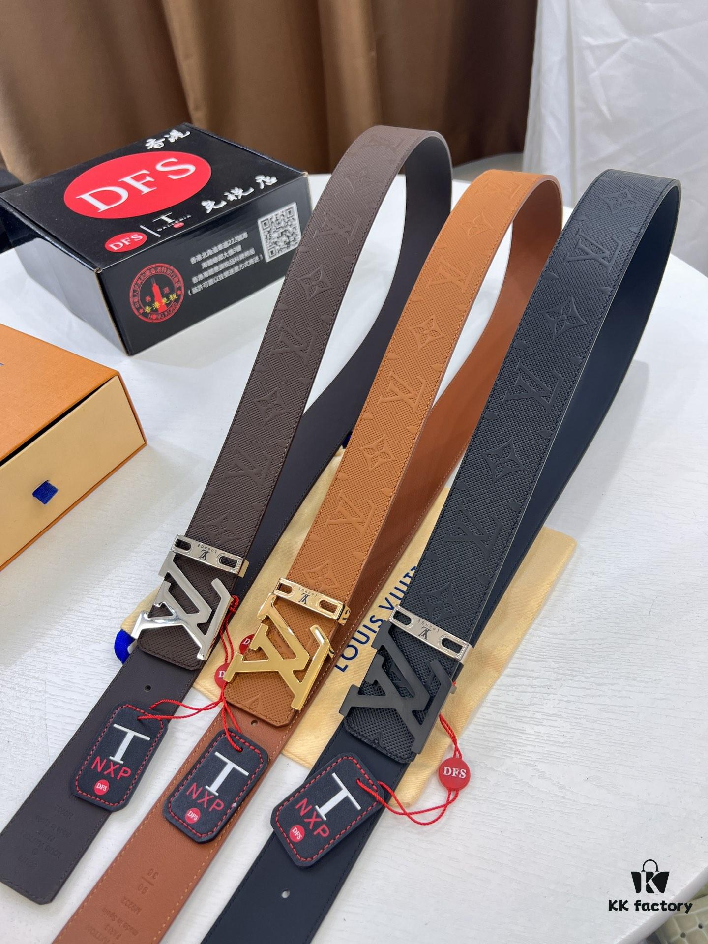 6932031e3a89a121ed551053 Louis Vuitton LV Men's Belt, 3.8cm Width, Genuine Top-Grade Cowhide Leather, Double-Sided Use, NXP Anti-Counterfeit Chip, Duty-Free Packaging