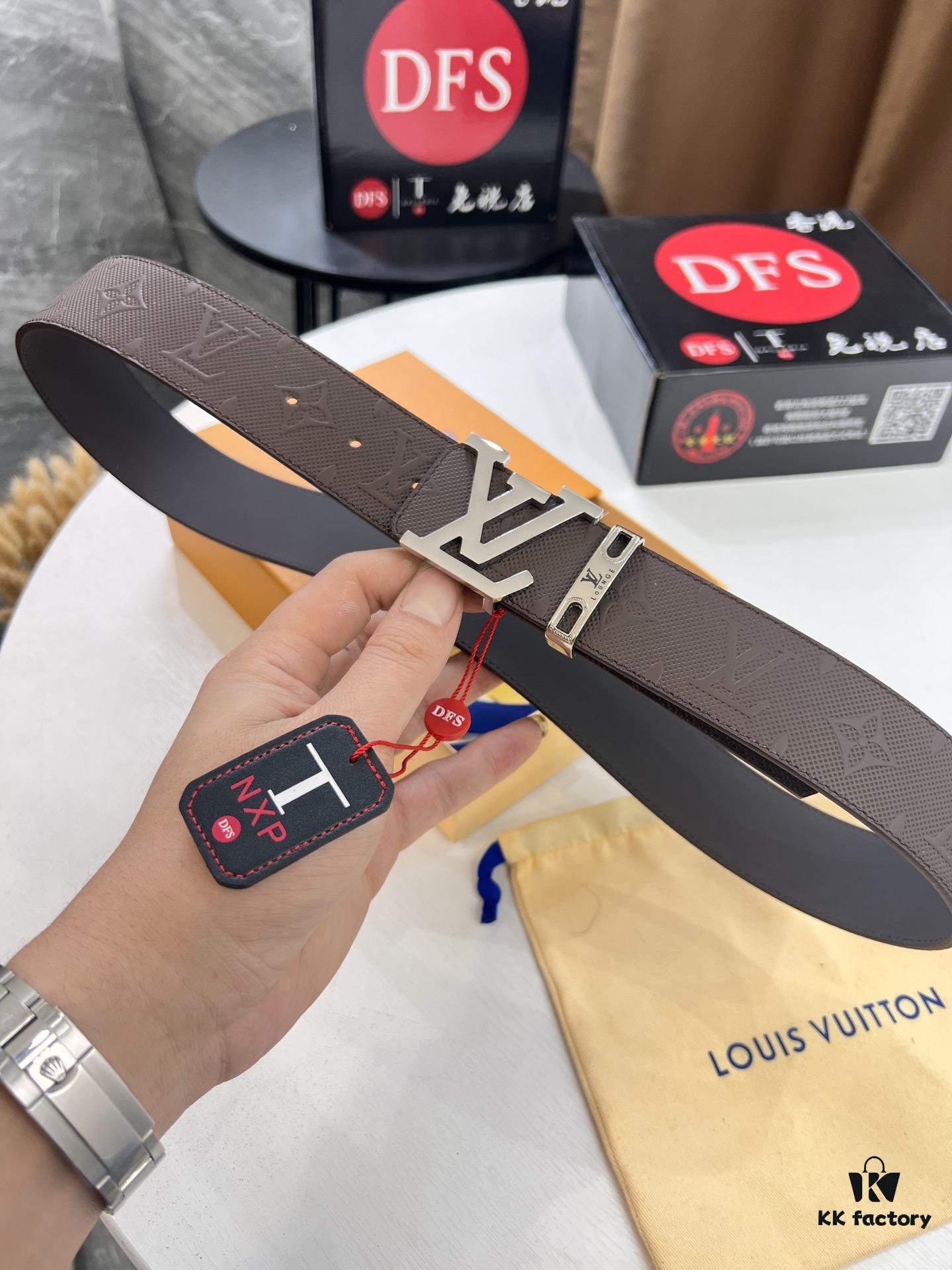 6932031f3a89a121ed551054 Arrival of Louis Vuitton LV Men's Belt, ZP Mould Design, Imported Genuine Original Print, Full-Grain Cowhide Leather, Double-Sided Usage, 3.8cm Width
