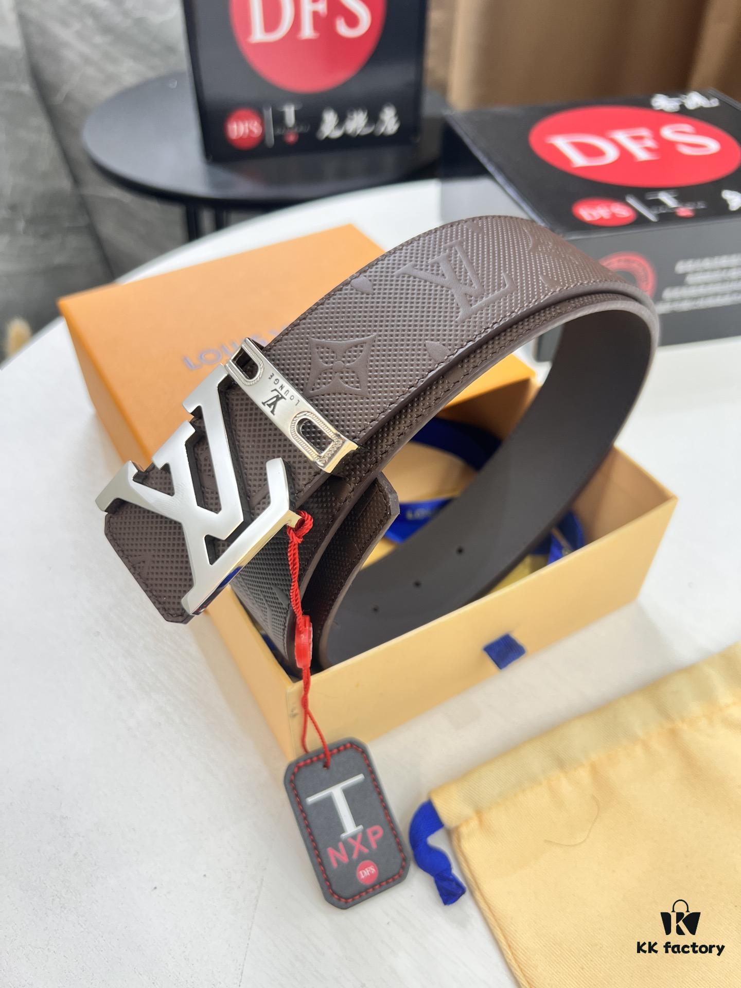 6932031f3a89a121ed551057 Arrival of Louis Vuitton LV Men's Belt, ZP Mould Design, Imported Genuine Original Print, Full-Grain Cowhide Leather, Double-Sided Usage, 3.8cm Width