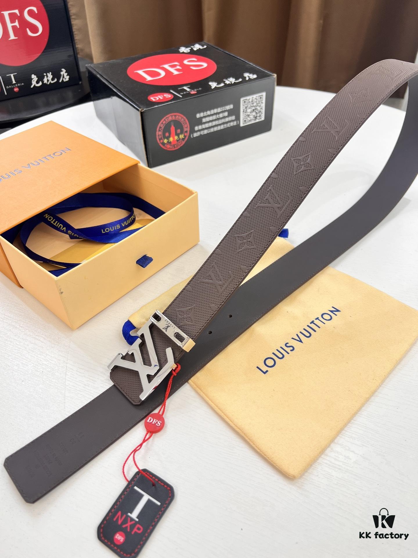 6932031f3a89a121ed551058 Arrival of Louis Vuitton LV Men's Belt, ZP Mould Design, Imported Genuine Original Print, Full-Grain Cowhide Leather, Double-Sided Usage, 3.8cm Width