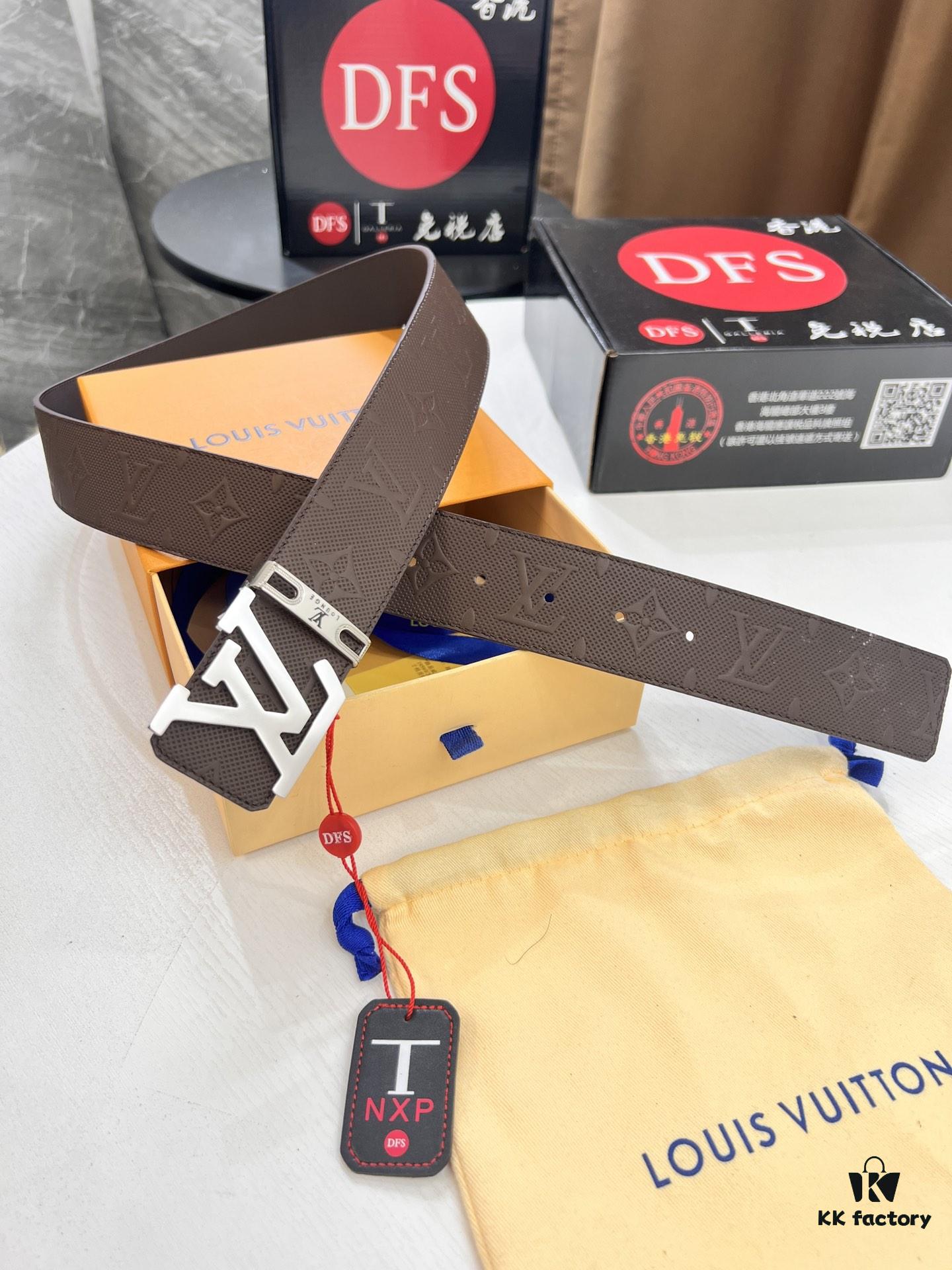 6932031f3a89a121ed551059 Arrival of Louis Vuitton LV Men's Belt, ZP Mould Design, Imported Genuine Original Print, Full-Grain Cowhide Leather, Double-Sided Usage, 3.8cm Width