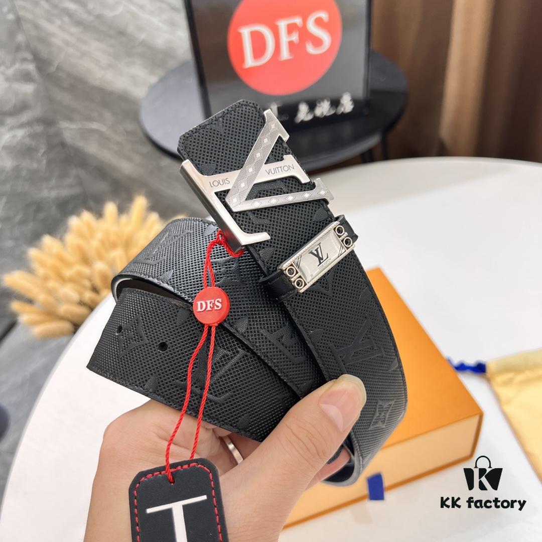 693203223a89a121ed55105f Original Factory Premium Hong Kong Tax-Free T Gift Box 🎁 (NXP RFID Tag with Verifiable Authentication), Belt with Louis Vuitton LV Buckle, Made of French Top-Grade Embossed Cowhide Leather, 3.8cm Width, High-Quality Stainless Steel Hardware with Corroded Pattern Design